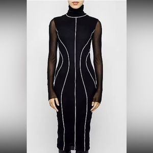 FUZZI  black dress turtle neck size xs NWT $595